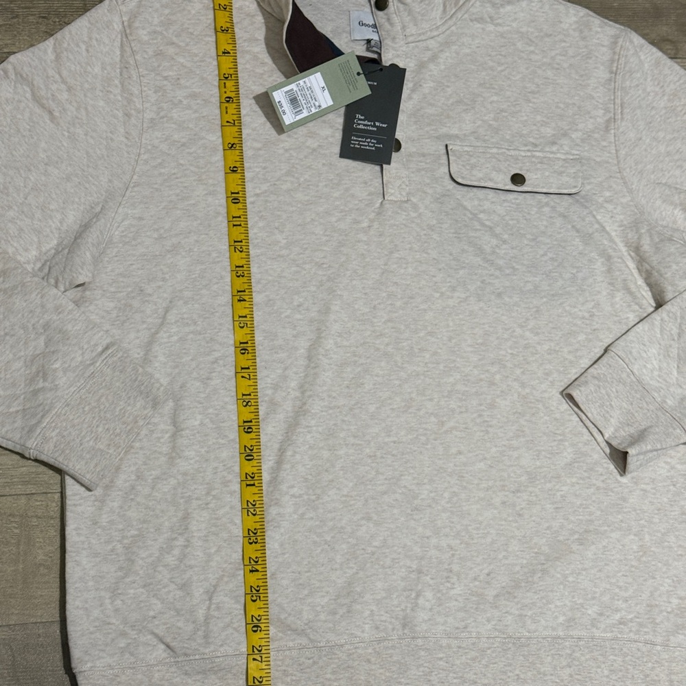Goodfellow & Co Men's Comfort Wear Quilted 1/4 Snap Pullover Oatmeal Size XL - Picture 5 of 9